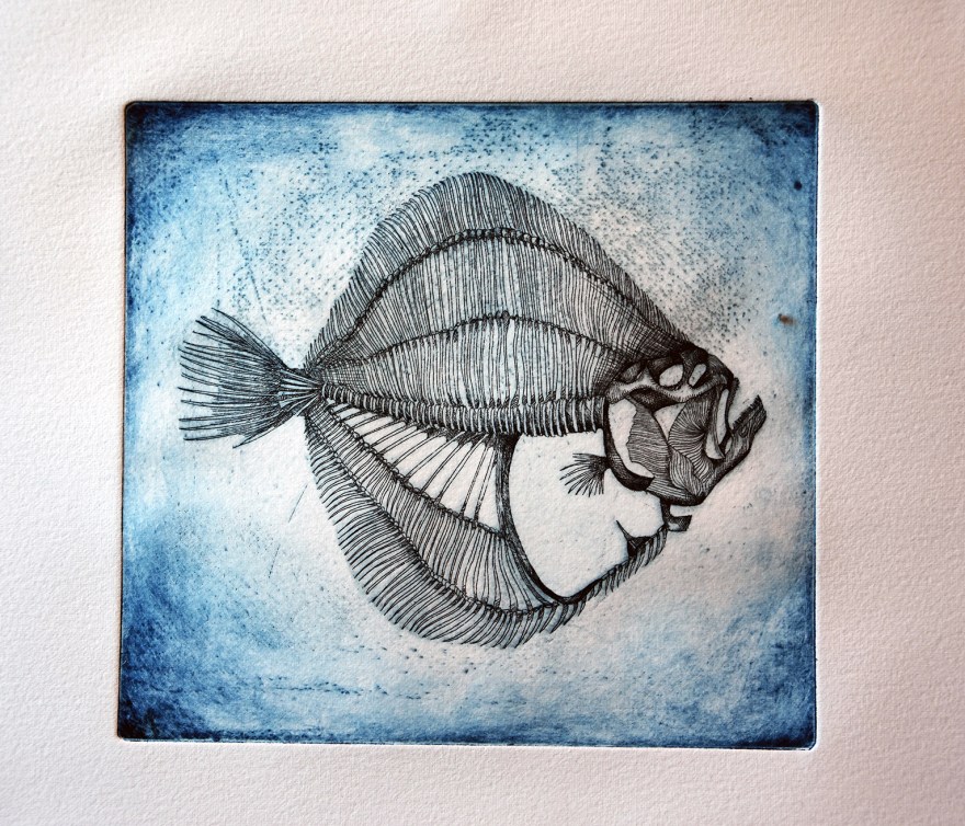 Turbo - eau forte sur zinc, tirage bleu, 15x15cm, 2015