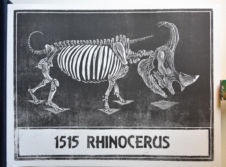 1515 Rhinocerus, gravure sur bois, 50x65cm, mars 2016