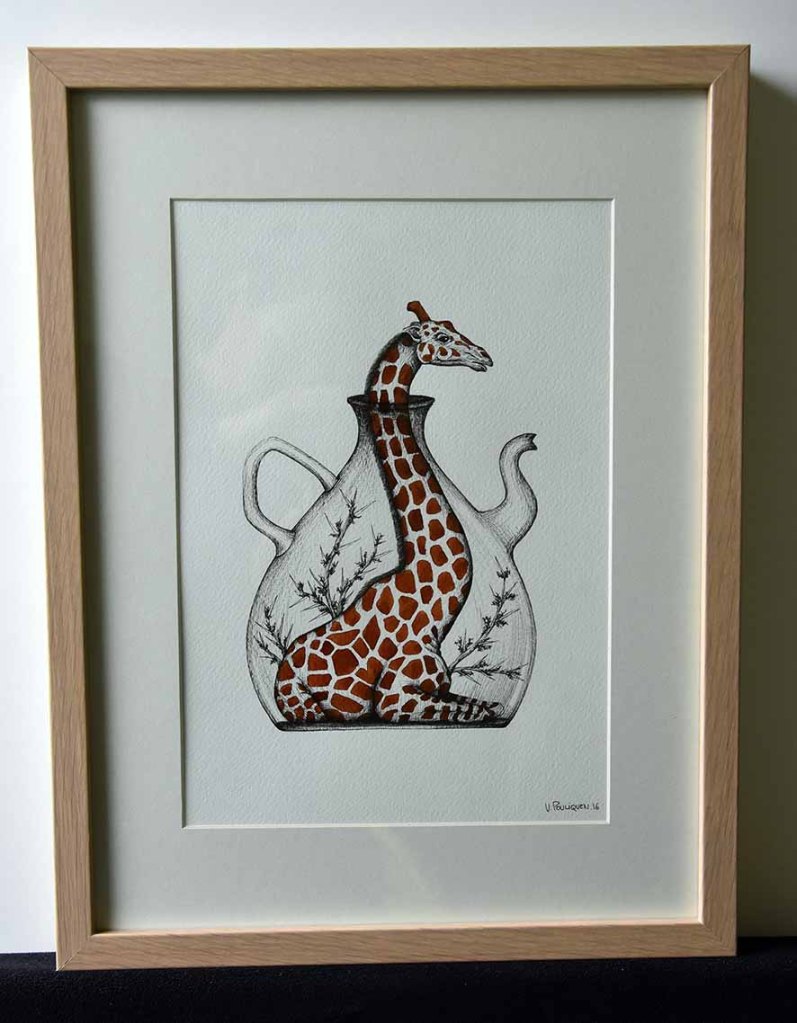 Infusion de Girafe, encre sur papier aquarelle, 24x32 cm, mai 2016