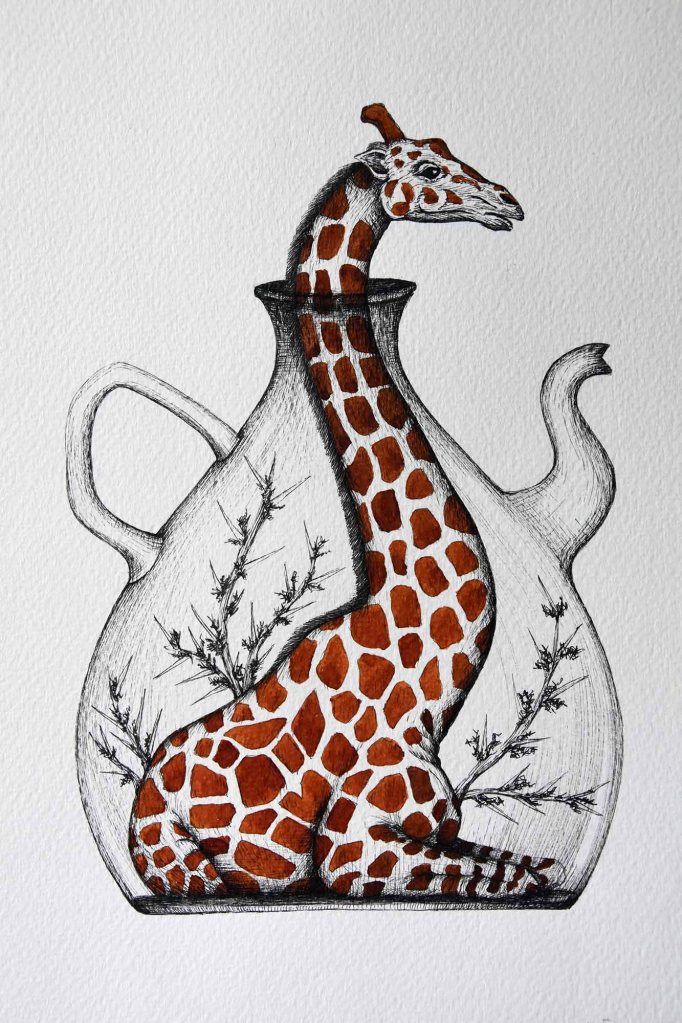 Infusion de Girafe, encre sur papier aquarelle, 24x32 cm, mai 2016