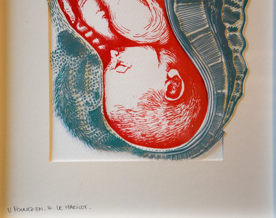 Le Haricot, sérigraphie bichromie sur papier et verre, 21x30cm, juin 2016