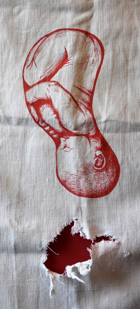 Le Haricot au Torchon, sérigraphie sur textile, 23cm de haut, juin 2016